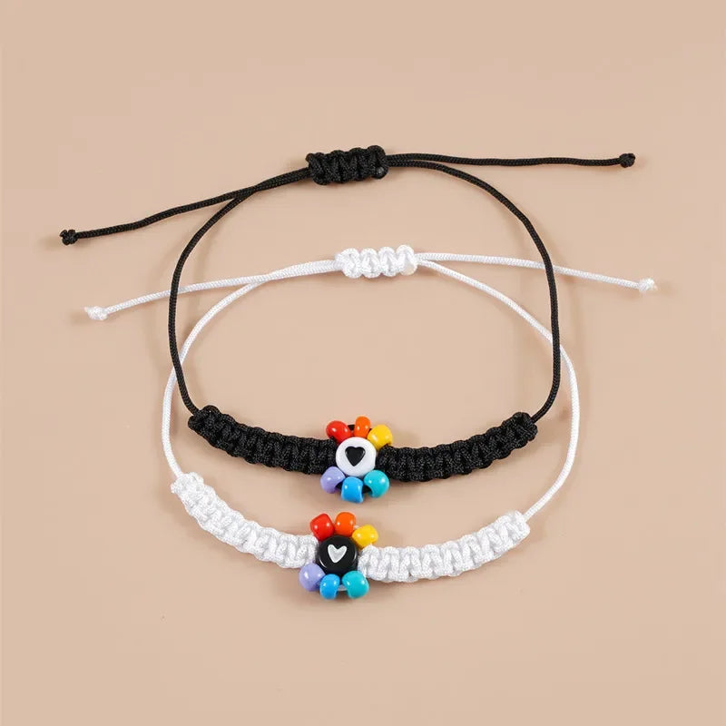 2Pcs Rainbow LGBT Pride Bracelet Set For Couples Lesbian Women Relationship Matching Bracelets Men Gay Rope Chain Jewelry
