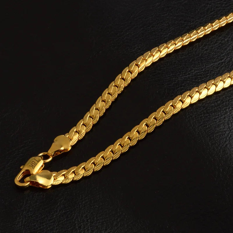 5MM Miami Cuban Link Chain Necklaces For Women 18-24 inches Choker Gold Color Necklace Fashion Jewelry Gift