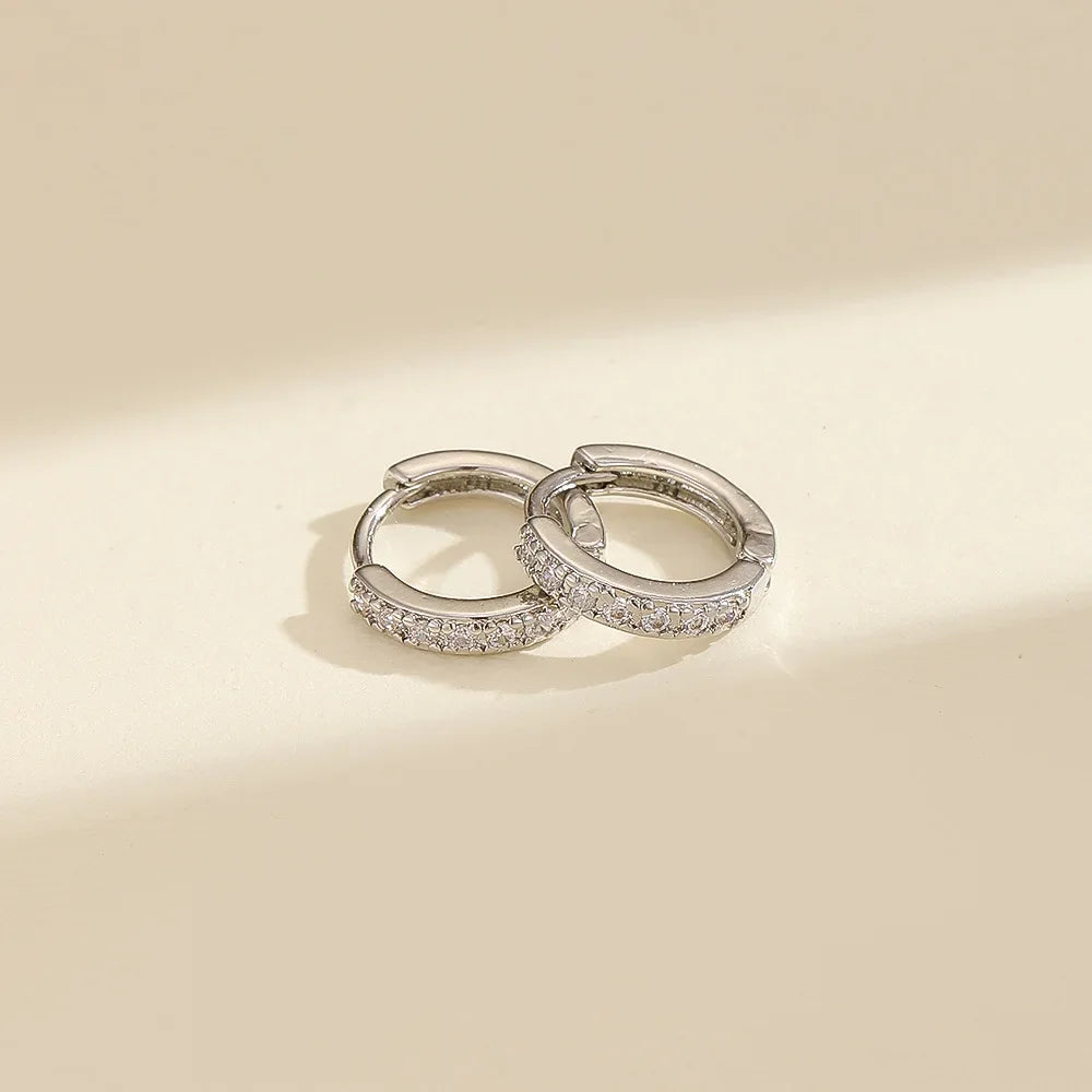 1Pair Minimalist CZ Stone Hoop Earring For Women Tiny Gold Silver Color Piercing Earring Girls Fashion Daily Party Jewelry