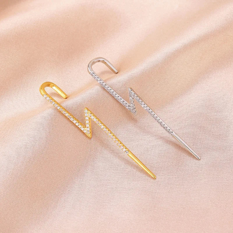 1PC Lightning Wrap Auricle Earrings For Women Ear Needle Piercing Gold Silver Color Stud Earring Fashion Party Jewelry