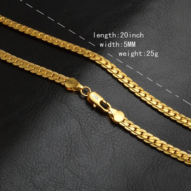 5MM Miami Cuban Link Chain Necklaces For Women 18-24 inches Choker Gold Color Necklace Fashion Jewelry Gift
