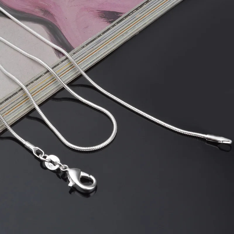 10Pcs/Lot 1MM 2MM Silver Plated Smooth Snake Chain Necklaces For Women Choker Jewelry Size 16 18 20 22 24 inches