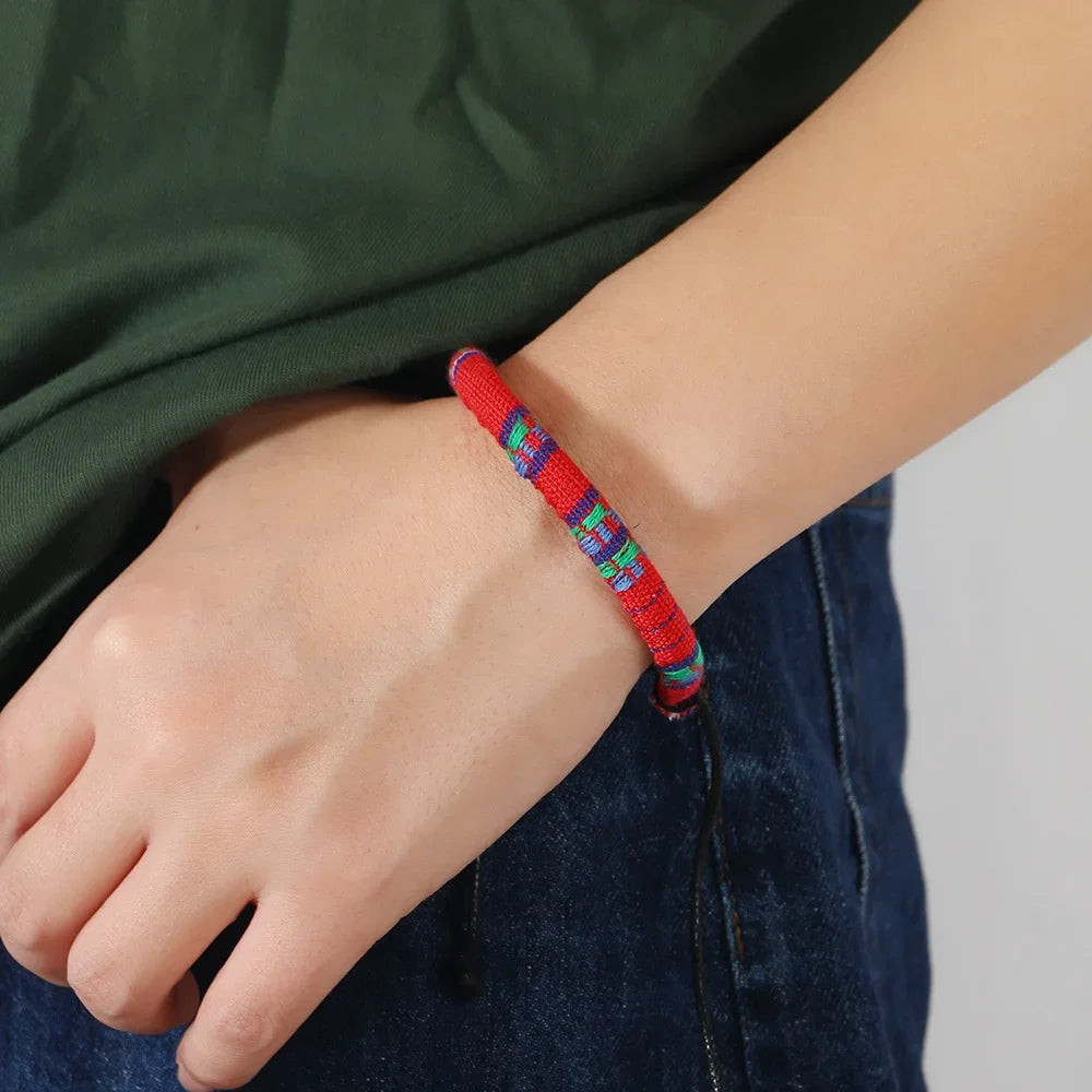 12Pcs Nepal Ethnic Bohemia Rope Bracelet For Women Colorful Fabric Fil Tissu Bracelet For Men Wristbands Daily Wear Jewelry