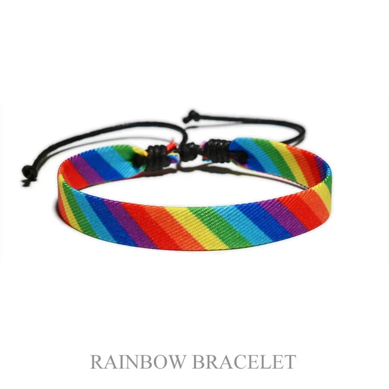 Rainbow LGBT Pride Bracelet Set For Couples Lesbian Women Relationship Matching Bracelets Men Gay Rope Chain Jewelry Accessories