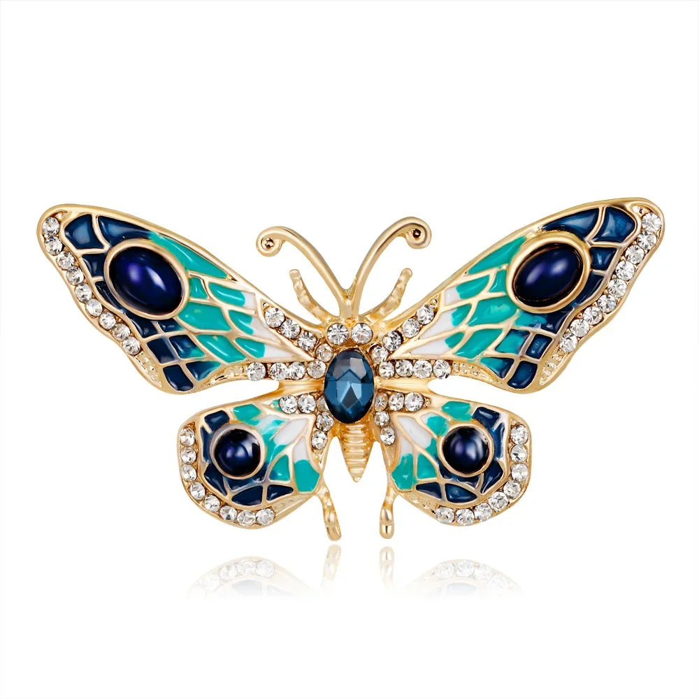 Enamel Animal Brooches for Women Peacock Bee Butterfly Hedgehog Owl Flamingo Parrot Crystal Brooch Pins Party Jewelry
