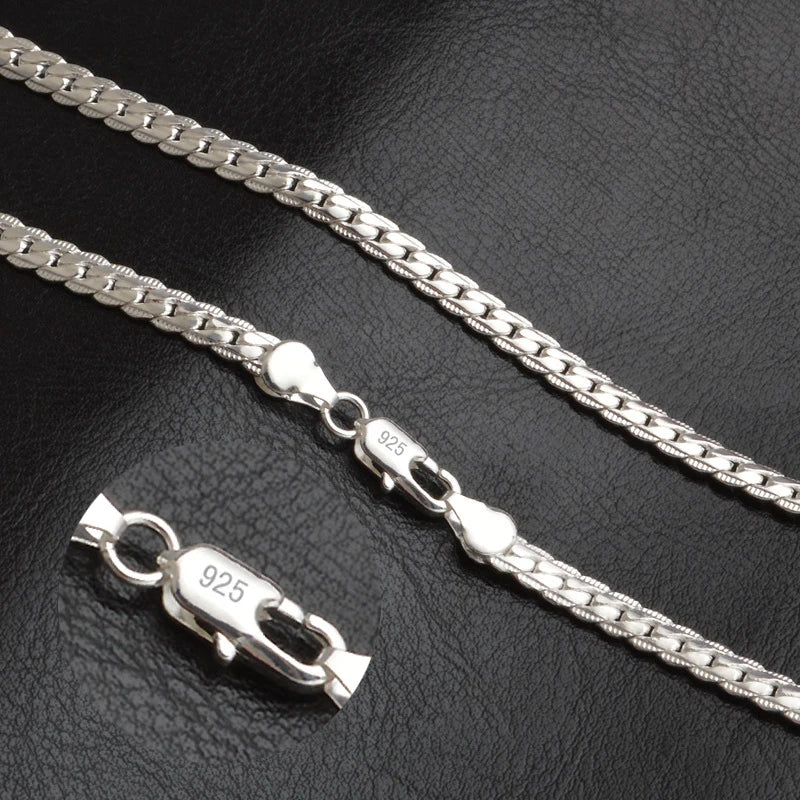 5MM Full Sideways Silver Plated Chain For Women 18-24 Inches Link Chain Choker Necklace Men Fashion Jewelry Gift