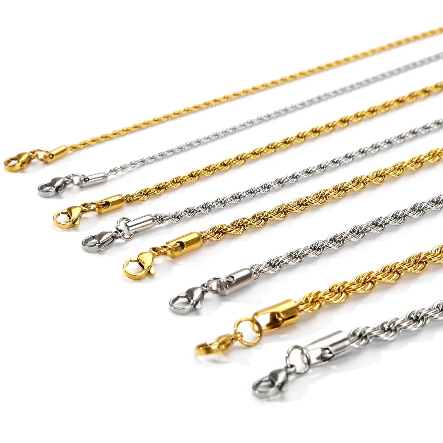 2-5MM Stainless Steel Bracelet For Women Men Gold Color Twist Rope Chain Bangle With Extended Chain Waterproof Party Jewelry