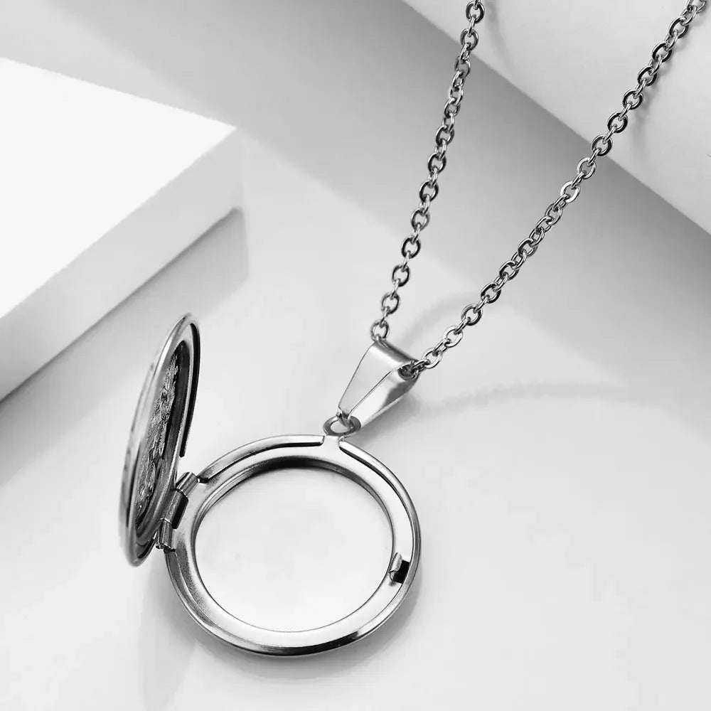 Stainless Steel Openable Photo Locket Necklace For Women Pendant Hold Picture Gold Silver Color Chain Girls Birthday Jewelry