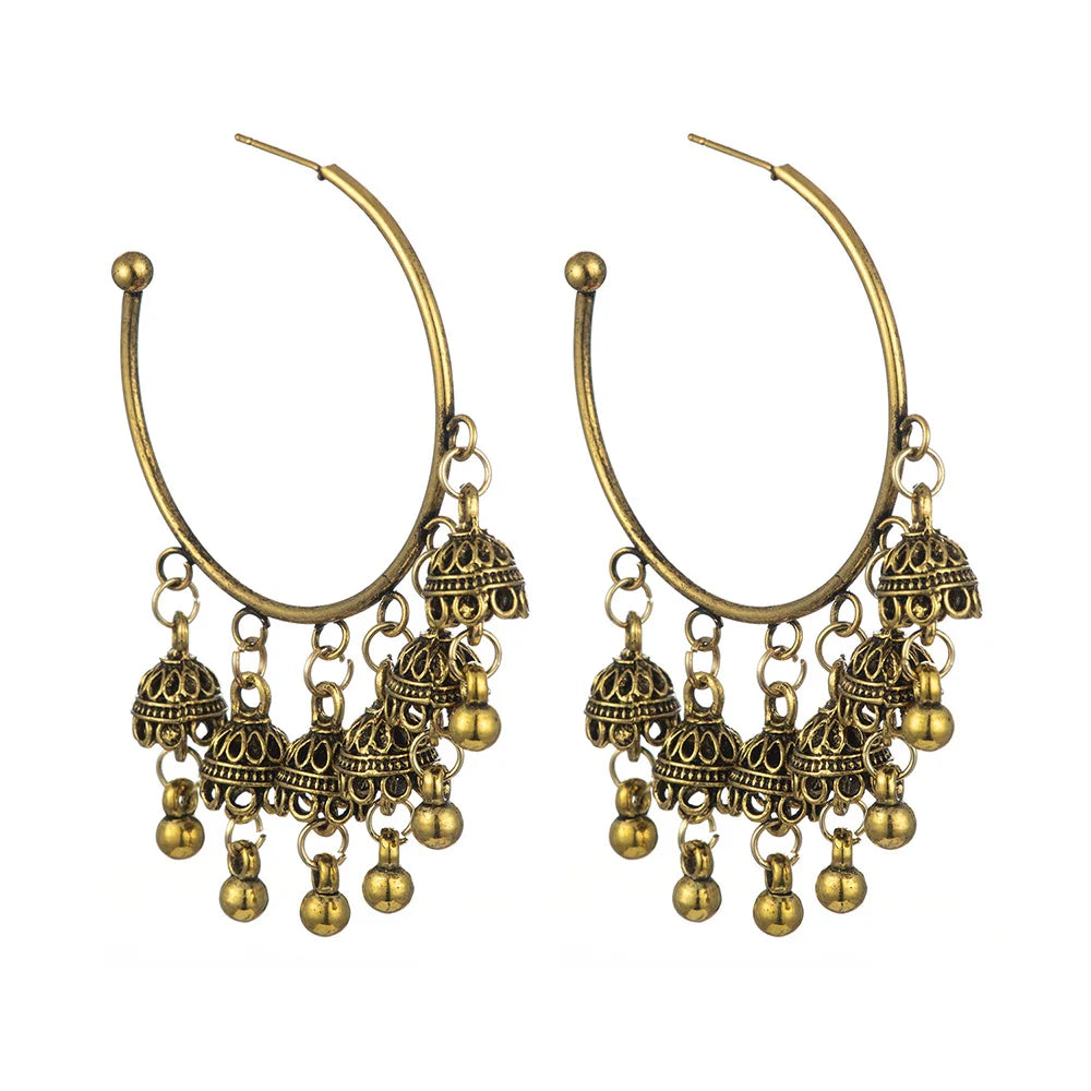 Vintage Geometric Dangle Earrings For Women Retro Big Round Bell Statement Drop Earrings Girls Boho Jewelry