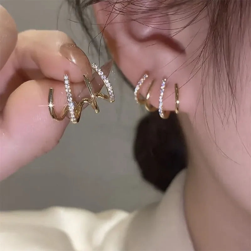 Fashion Delicate Crystal Stud Earrings For Women Geometric Elegant Ear Jewelry Girls Trend Party Accessories