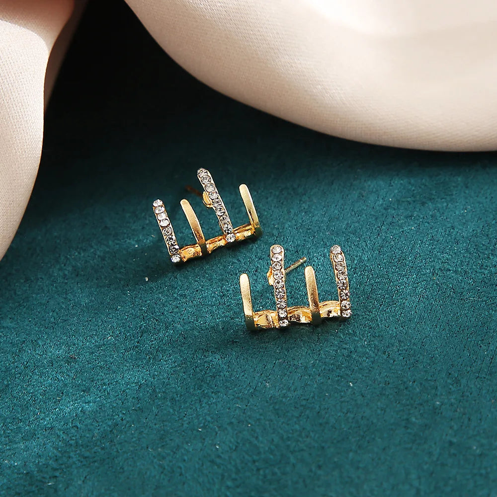 Fashion Delicate Crystal Stud Earrings For Women Geometric Elegant Ear Jewelry Girls Trend Party Accessories