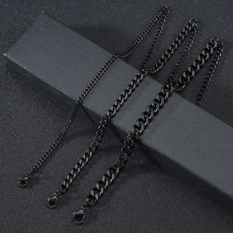 3.5-7MM Stainless Steel Chain Bracelets For Men Women Punk Curb Cuban Link Chain Bangle Fashion Party Never Fade Jewelry